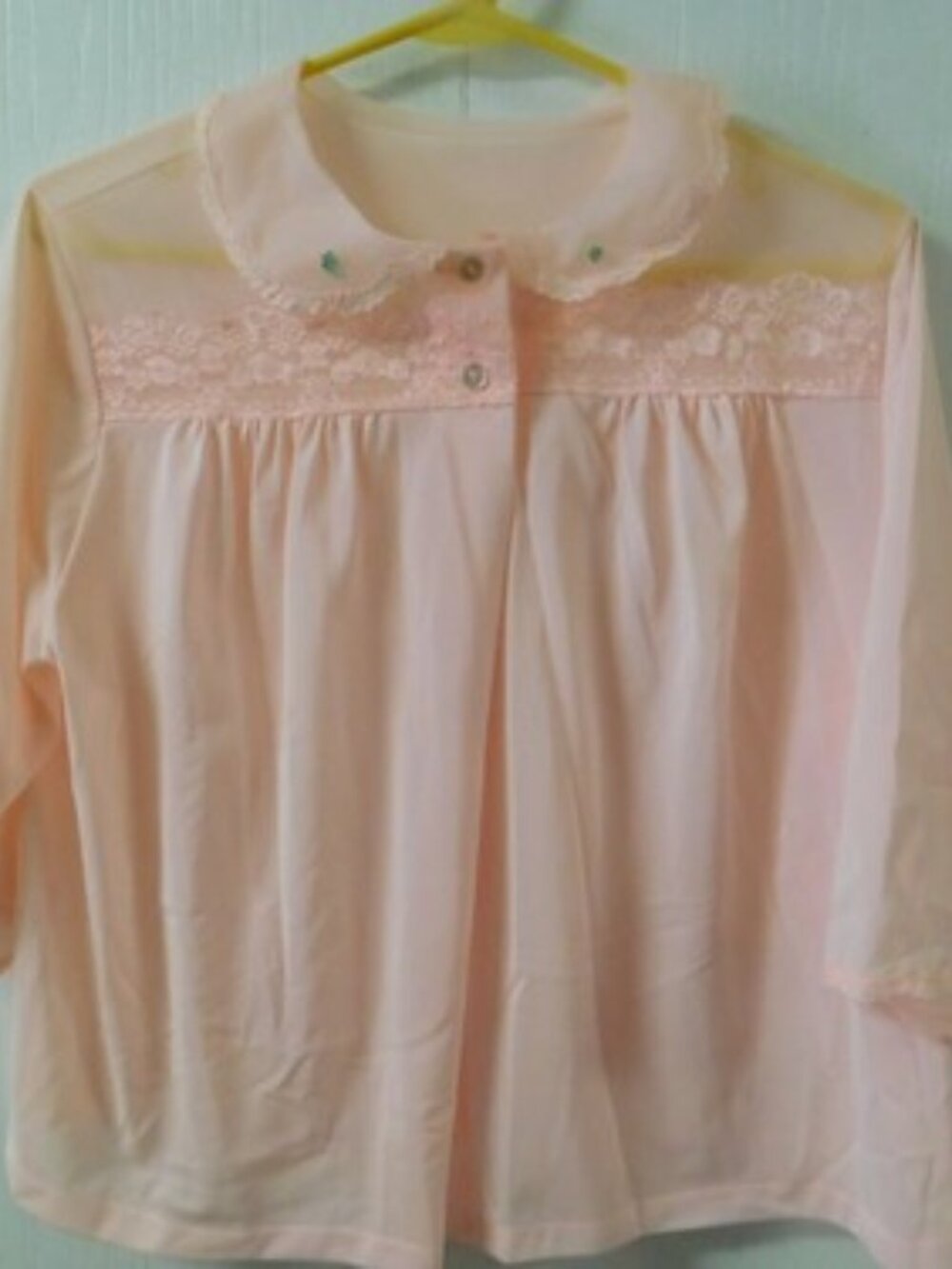 Vintage Lightweight Nylon Lace Edged Lorraine Lingerie Bed Jacket Robe Pink